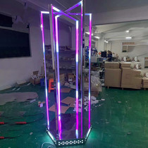 Bar stainless steel colorful point stage LED square four-dimensional movable point jumping platform atmosphere door frame jumping stage