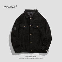 Mmoptop Spring & Autumn Vintage Coffee Cargo Fashion Jacket Mens Corduroy Pocket Jacket Mens Baseball