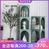 Nordic bookshelf shelf home living room lattice storage storage storage shelf small apartment iron multifunctional display rack