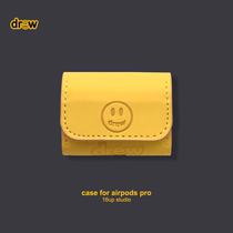 drew Smiley Face Applicable airpods Protective Cover pro Bieber Tide Brand 2 Generation Apple Bluetooth Headset Soft Leather 3 Yellow