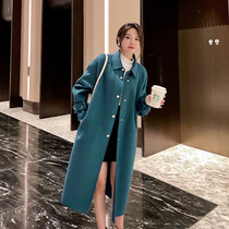 Double-sided cashmere coat women loose thin long 2021 autumn and winter new high-end temperament age-reducing woolen coat