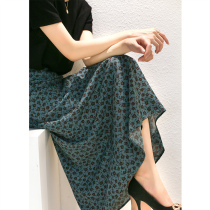 French skirt womens 2021 summer new thin temperament thin Chiffon medium-long hip high-waisted floral skirt