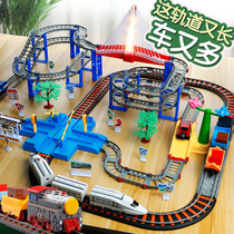 Childrens small train toy track car through the big adventure boy baby electric high-speed rail roller coaster