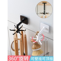Rotatable hook Six-claw kitchen containing 6 claw hook wall hanging free of punch 360 degrees without mark with powerful adhesive hook