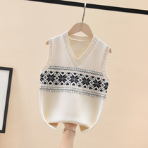 Childrens hair line vest girl knit waistcoat 2021 new spring and autumn slim fit girl sweater baby autumn clothing line clothes