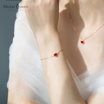 This Life Year Red Small Red Hearts Jade Medullary Pure Silver Bracelet Womens Womens Womens Day Gifts Brief Joins Little Crowddesign