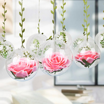 Simulation flower plastic transparent ball ceiling ceiling decoration pendant gold shop window shopping mall festival layout