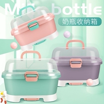 Baby bottle storage box rack milk bottle drying rack dustproof with lid drain baby tableware storage box large
