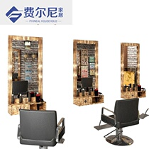 Solid Wood retro barber shop mirror hairdressing shop mirror table makeup single-sided frame hair salon floor mirror fitting mirror hanging mirror