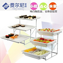 Buffet three-layer fruit tray platter snack cake tray imitation porcelain multi-layer food display stand cold plate