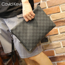 Cavid Kevin new European and American style hand bag mens plaid embossed envelope bag business file bag wallet