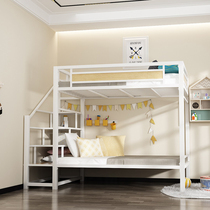 Wrought iron elevated bed Simple modern small apartment Bunk bed Space-saving single apartment Bunk bed Double high and low bed