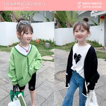 Girl Jacket 2022 New Spring Dress Foreign Air Children Dress Korean Version Trendy Baby Knit Spring Autumn Sweater Sweatshirt