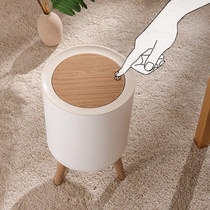 Trash can household kitchen bathroom bedroom light luxury with lid garbage living room toilet ins Nordic creative press type