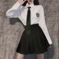 jk uniform skirt genuine school uniform high school student dress dk tie long sleeve white shirt female college style set