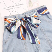Ribbon belt with jeans belt Womens silk scarf fine silk decoration skirt summer pants fabric strip Joker