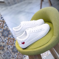 2021 spring and autumn new leather student white shoes breathable board shoes all-match casual net red Western style soft leather womens shoes tide