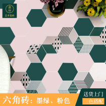 Equipped with dark green hexagonal tiles Kitchen bathroom balcony Pink hexagonal tiles Diamond floor tiles 200X230