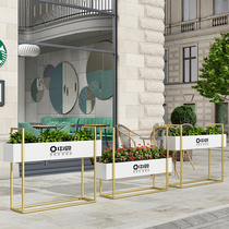Outdoor wrought iron flower stand Sales department Shopping mall square flower bed combination long fence simple flower box can be customized logo