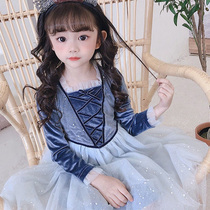Aisha princess dress girls autumn 2021 new childrens long-sleeved western style autumn dress birthday performance skirt