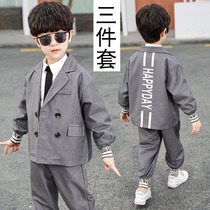 Childrens suit suit boy 2021 new fashionable boy spring and autumn Korean version of the trend British childrens suit cool