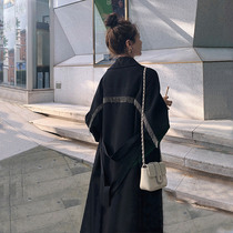 European goods Hepburn suit collar windbreaker womens long 2021 autumn new temperament coat long over-the-knee coat