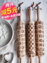 Baking roller rod noodle stick Printed rolling pin Commercial embossing modeling tool Pressure stick pattern animal mold biscuit