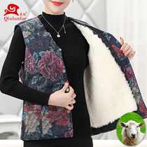 Middle-aged and elderly wool vest female fur one-piece thick cotton waistcoat mothers grandmother horse clip winter cotton coat