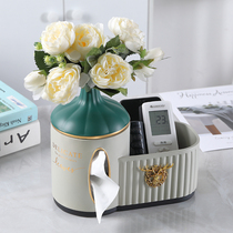 Light luxury tissue box table living room coffee table remote control storage box multifunctional bedroom bedside table creative ornaments