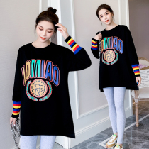 Large Code Gestational Woman Dress Spring Autumn Long Sleeve T-Shirt Tide Moms Fashion Exterior Wear Loose Casual Two Sets Fat MM200 Catty Spring Clothes