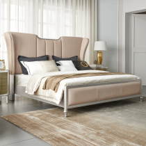 Fimasee modern light lavish solid wood bed American bed Double master bedroom with red bed modern minimalist upscale double wedding bed