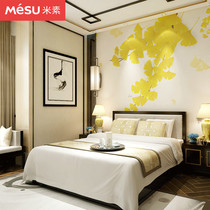 Misu custom living room background wall seamless mural sofa wallpaper new Chinese bedroom wallpaper modern ginkgo