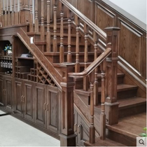Sijia wood solid wood staircase Villa leaping layer staggered apartment staircase environmental protection material can be customized Beichen shopping mall