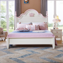Childrens bed girl princess bed Pink girl bedroom furniture set combination high box bed sheet bed 1 5 meters