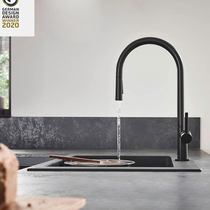Hansgeya black granite single-slot package kitchen wash basin embedded large sub-basin store same model