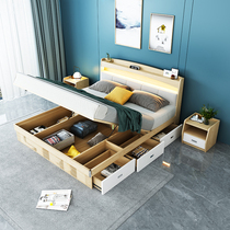 SAY bed modern minimalist high box bed 1 8 meters double master pressure storage 1 5 meters of small-sized chu wu chuang