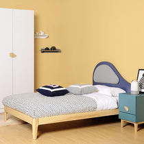 Red Apple Nordic Sunny Youth Bedroom A871-1 2 Single Fabric Bed Screen Solid Wood Frame Bed Shenzhen