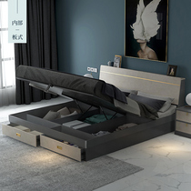 SAY Nordic 1 8 double high box bed storage bed Modern simple high box storage bed Light luxury bed Bedroom 1 5 meters