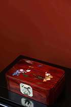 Han Yuefu small leaf red Sandalwood Sanyang Kaitai inlaid Baibao jewelry Box