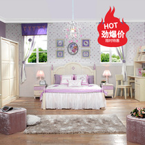 Sicilian modern economy simple solid wood girl purple pine children's single bed cartoon minimalist