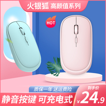 Fire Silver Fox Wireless Mouse Mute Cute Ultra-thin Boys and Girls Rechargeable for Apple Lenovo Huawei Mouse