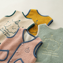 Children shake-grain suede waistcoat Waistcoat Spring Autumn Clothing Baby Warm Vest Boy Girl Winter Thickening of Grip Suede Jacket