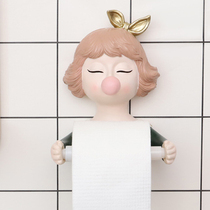 Bubble girl toilet roll paper shelf Toilet creative face towel wall-mounted non-perforated hanging tissue box