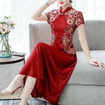 Cheongsam 2021 new young summer retro improved high-end wedding dress mother-in-law wedding dress mom dress