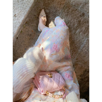 Autumn early autumn long sleeves early autumn temperament French floral smudge dress autumn 2022 new skirt high sense