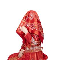 Bride hijab red veil Xiuhe clothing simple props tassel Hanfu embroidery headscarf back to the door Xipa