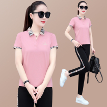 361 sports suit womens summer new Jordano small fragrance POLO collar fashion short-sleeved nine-point pants two-piece set