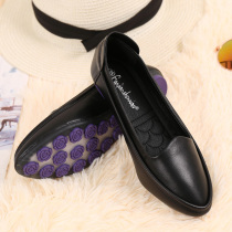 Round head black Joker single shoes women flat professional work shoes large size pregnant women non-slip bean shoes tide small size soft