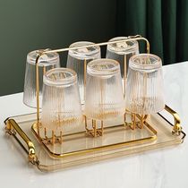 Light luxury drain cup holder storage rack upside down shelf tea cup glass tray put Cup household living room