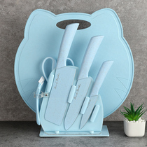 Baby food supplement knife household stainless steel knife set kitchen knife cutting board two-in-one combination full set of fruit knife